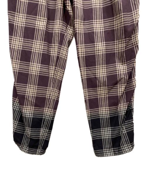 sacai（サカイ）sacai (サカイ) ドローストリングチェックロングパンツ パープル サイズ:1の古着・服飾アイテム