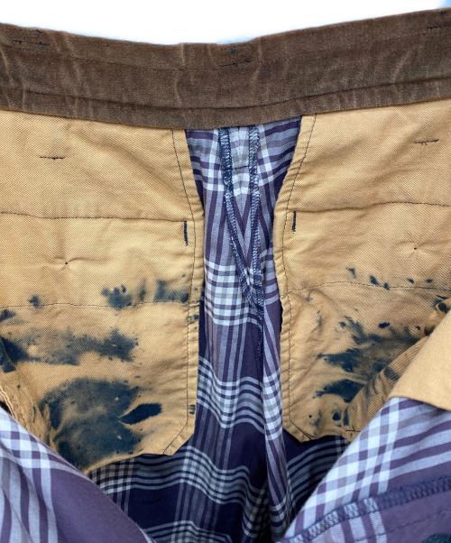 sacai（サカイ）sacai (サカイ) ドローストリングチェックロングパンツ パープル サイズ:1の古着・服飾アイテム