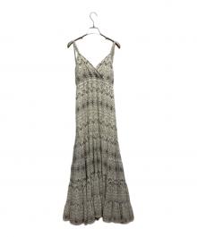 BARNEYS NEWYORK（バーニーズ・ニューヨーク）の古着「総柄ノースリーブワンピース」｜ホワイト