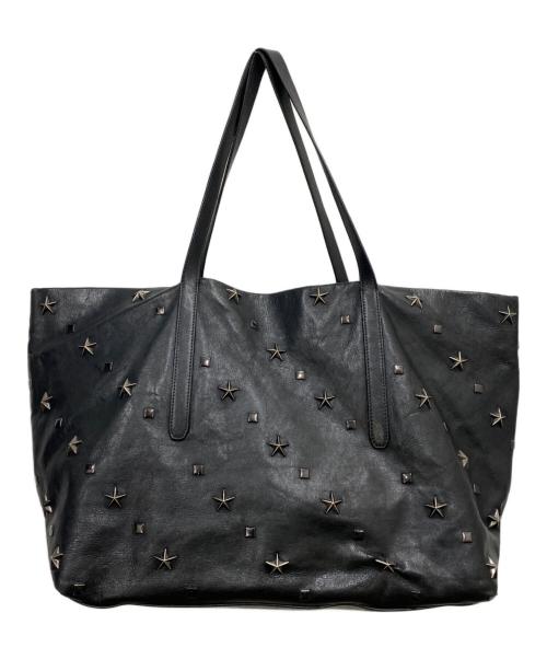 JIMMY CHOO（ジミーチュウ）JIMMY CHOO (ジミーチュウ) レザースタッズトートバッグ ブラックの古着・服飾アイテム