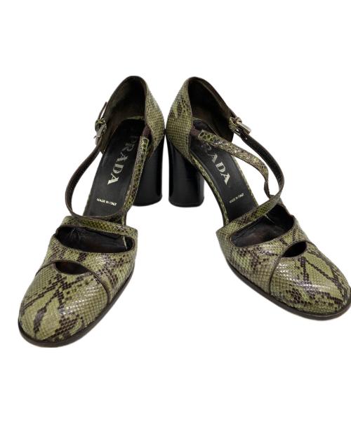 PRADA（プラダ）PRADA (プラダ) ヒールパンプス グリーン サイズ:35 1/2の古着・服飾アイテム