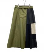 UNITED TOKYOユナイテッドトーキョー）の古着「ブロッキングメッシュスカート」｜グリーン