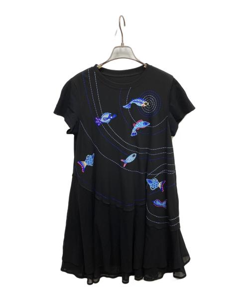 TOKUKO1erVOL（トクコプルミエヴォル）TOKUKO1erVOL (トクコプルミエヴォル) ステッチワンピース ブラック サイズ:9の古着・服飾アイテム