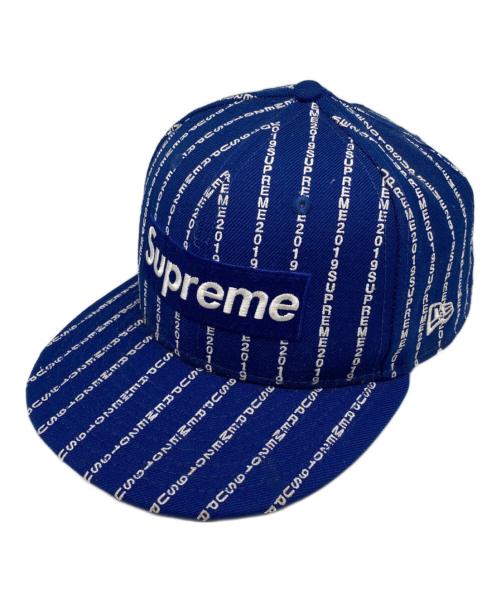 SUPREME（シュプリーム）SUPREME (シュプリーム) 19ss Text Stripe New Era Cap ブルー サイズ:58.7の古着・服飾アイテム