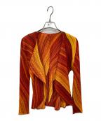 PLEATS PLEASEプリーツプリーズ）の古着「総柄カーディガン」｜レッド