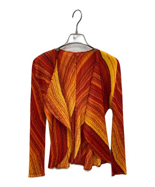 PLEATS PLEASE（プリーツプリーズ）PLEATS PLEASE (プリーツプリーズ) 総柄カーディガン レッド サイズ:3の古着・服飾アイテム