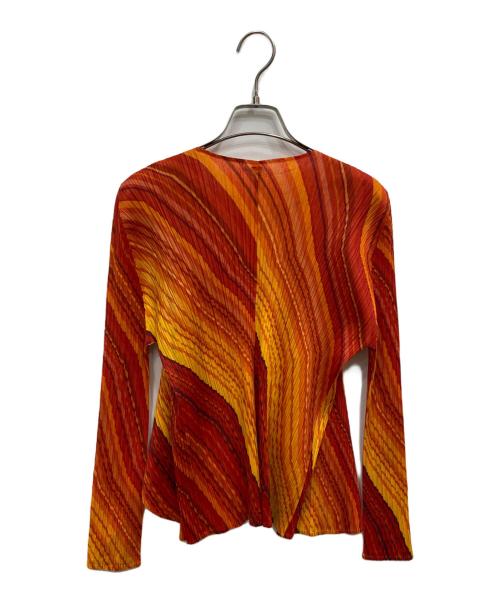 PLEATS PLEASE（プリーツプリーズ）PLEATS PLEASE (プリーツプリーズ) 総柄カーディガン レッド サイズ:3の古着・服飾アイテム