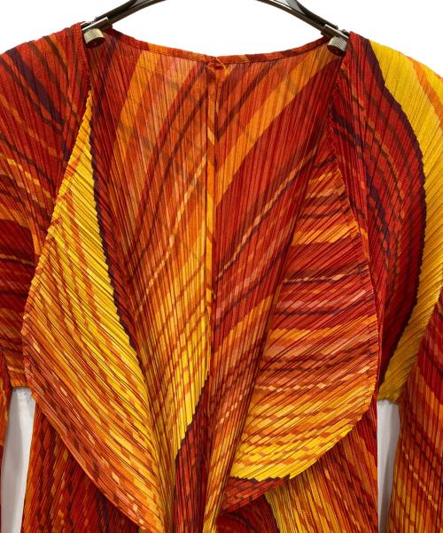 PLEATS PLEASE（プリーツプリーズ）PLEATS PLEASE (プリーツプリーズ) 総柄カーディガン レッド サイズ:3の古着・服飾アイテム