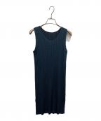 PLEATS PLEASEプリーツプリーズ）の古着「ノースリーブプリーツブラウス」｜ネイビー