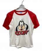 DISNEYディズニー）の古着「ヴィンテージラグランプリントTシャツ」｜レッド×ホワイト