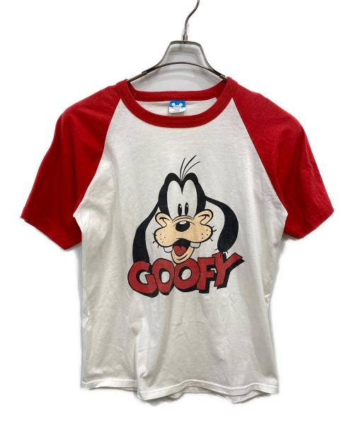 DISNEY（ディズニー）DISNEY (ディズニー) ヴィンテージラグランプリントTシャツ レッド×ホワイト サイズ:Lの古着・服飾アイテム