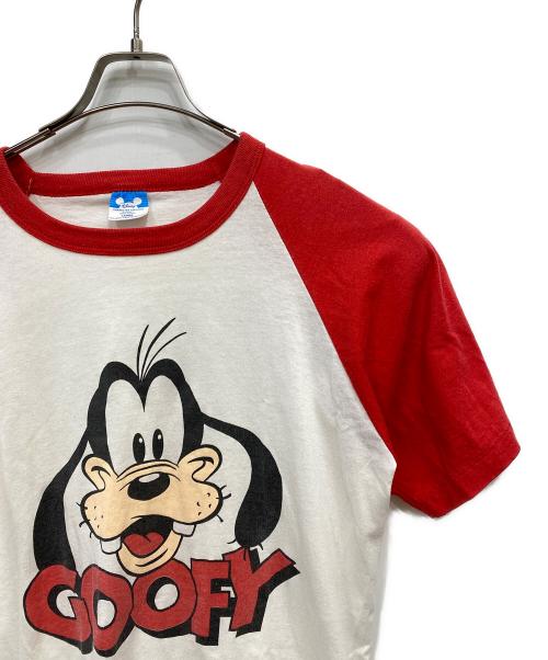 DISNEY（ディズニー）DISNEY (ディズニー) ヴィンテージラグランプリントTシャツ レッド×ホワイト サイズ:Lの古着・服飾アイテム