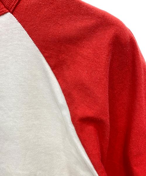 DISNEY（ディズニー）DISNEY (ディズニー) ヴィンテージラグランプリントTシャツ レッド×ホワイト サイズ:Lの古着・服飾アイテム