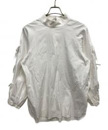 BLENHEIM（ブレンヘイム）の古着「バンドカラーギャザースリーブロングシャツ」｜ホワイト