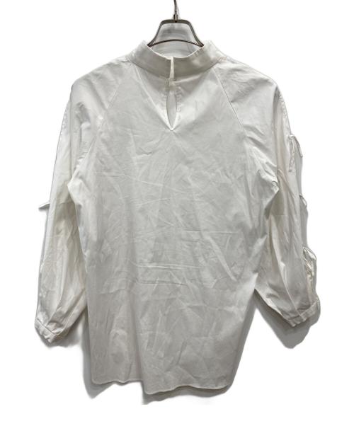 BLENHEIM（ブレンヘイム）BLENHEIM (ブレンヘイム) バンドカラーギャザースリーブロングシャツ ホワイト サイズ:Mの古着・服飾アイテム