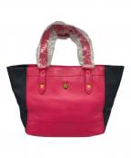 BLUE LABEL CRESTBRIDGEブルーレーベルクレストブリッジ）の古着「レザートートバッグ」｜ネイビー×ピンク