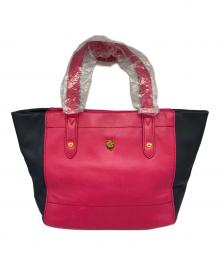 BLUE LABEL CRESTBRIDGE（ブルーレーベルクレストブリッジ）の古着「レザートートバッグ」｜ネイビー×ピンク