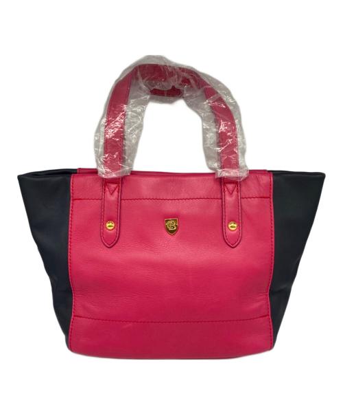 BLUE LABEL CRESTBRIDGE（ブルーレーベルクレストブリッジ）BLUE LABEL CRESTBRIDGE (ブルーレーベルクレストブリッジ) レザートートバッグ ネイビー×ピンクの古着・服飾アイテム