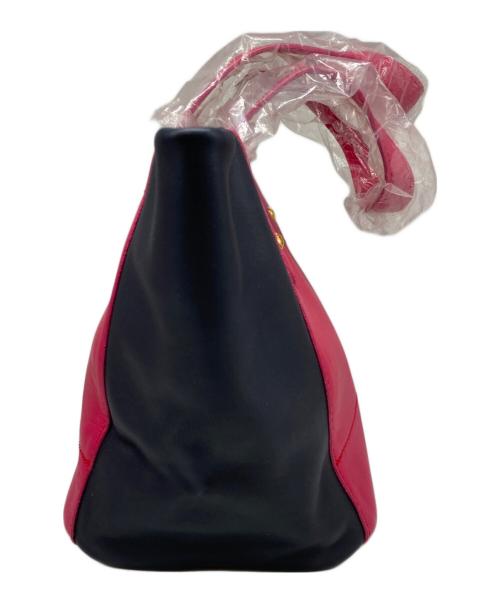 BLUE LABEL CRESTBRIDGE（ブルーレーベルクレストブリッジ）BLUE LABEL CRESTBRIDGE (ブルーレーベルクレストブリッジ) レザートートバッグ ネイビー×ピンクの古着・服飾アイテム