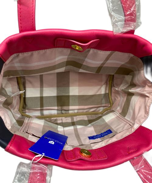 BLUE LABEL CRESTBRIDGE（ブルーレーベルクレストブリッジ）BLUE LABEL CRESTBRIDGE (ブルーレーベルクレストブリッジ) レザートートバッグ ネイビー×ピンクの古着・服飾アイテム