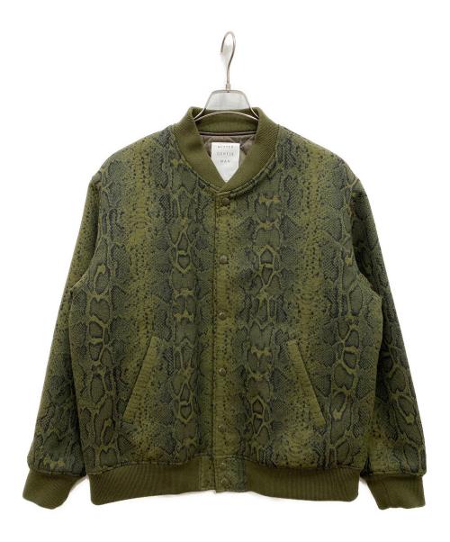 MISTER GENTLE MAN（ミスタージェントルマン）MISTER GENTLE MAN (ミスタージェントルマン) パイソン柄ジャガードMA-1ジャケット カーキ サイズ:Lの古着・服飾アイテム