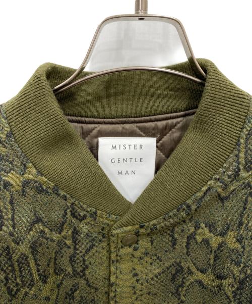MISTER GENTLE MAN（ミスタージェントルマン）MISTER GENTLE MAN (ミスタージェントルマン) パイソン柄ジャガードMA-1ジャケット カーキ サイズ:Lの古着・服飾アイテム
