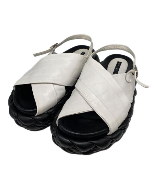 ph7（ペーハーセブン）ph7 (ペーハーセブン) 編み込み 厚底 サンダル アイボリー サイズ:25㎝の古着・服飾アイテム