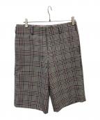 COMME des GARCONS HOMME PLUSコムデギャルソンオムプリュス）の古着「ハウンドトゥース柄ウールショートパンツ」｜ピンク×ブラック