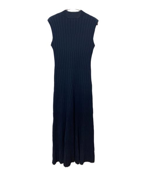 Noble（ノーブル）Noble (ノーブル) 針抜きシャドーボーダースリーブレスワンピース ネイビー サイズ:36の古着・服飾アイテム