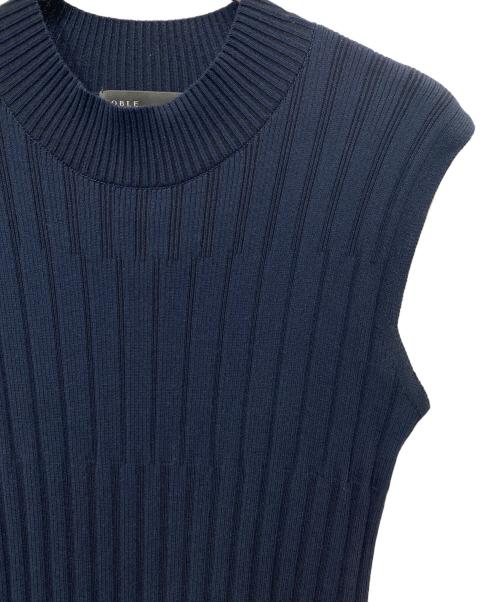 Noble（ノーブル）Noble (ノーブル) 針抜きシャドーボーダースリーブレスワンピース ネイビー サイズ:36の古着・服飾アイテム