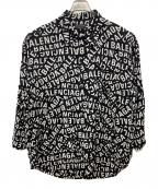 BALENCIAGAバレンシアガ）の古着「総柄ロゴプリントオーバーシャツ」｜ブラック