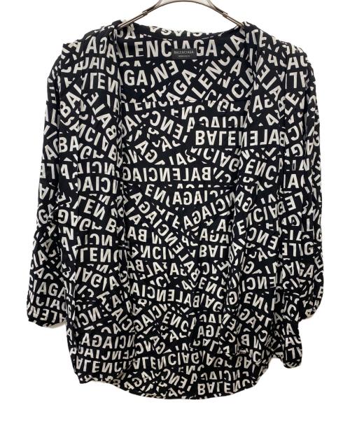 BALENCIAGA（バレンシアガ）BALENCIAGA (バレンシアガ) 総柄ロゴプリントオーバーシャツ ブラック サイズ:37の古着・服飾アイテム