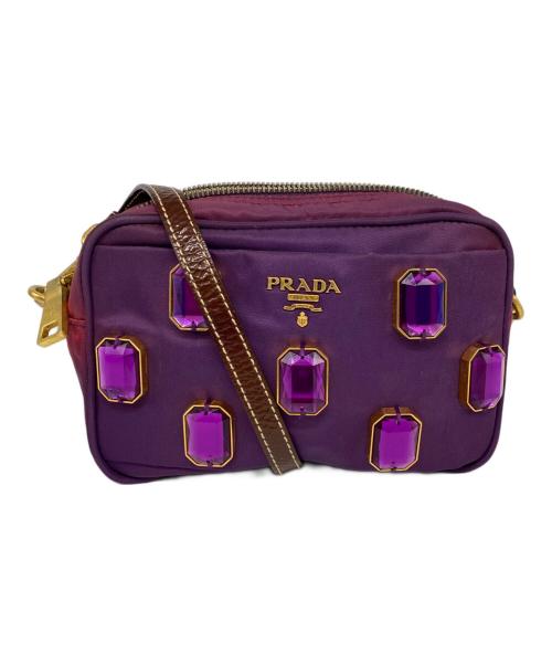 PRADA（プラダ）PRADA (プラダ) ビジュー ショルダーバッグ パープルの古着・服飾アイテム
