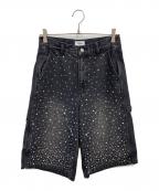 atmos pinkアトモスピンク）の古着「Rhinestone Painter Half Pants」｜ブラック