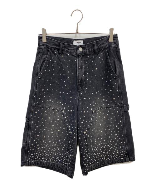 atmos pink（アトモスピンク）atmos pink (アトモスピンク) Rhinestone Painter Half Pants ブラック サイズ:Sの古着・服飾アイテム