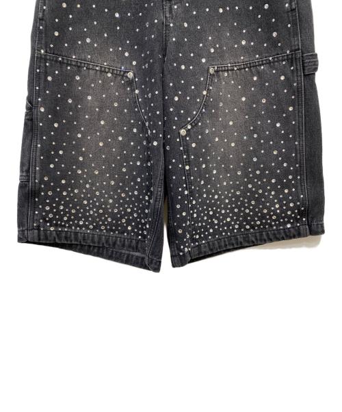 atmos pink（アトモスピンク）atmos pink (アトモスピンク) Rhinestone Painter Half Pants ブラック サイズ:Sの古着・服飾アイテム