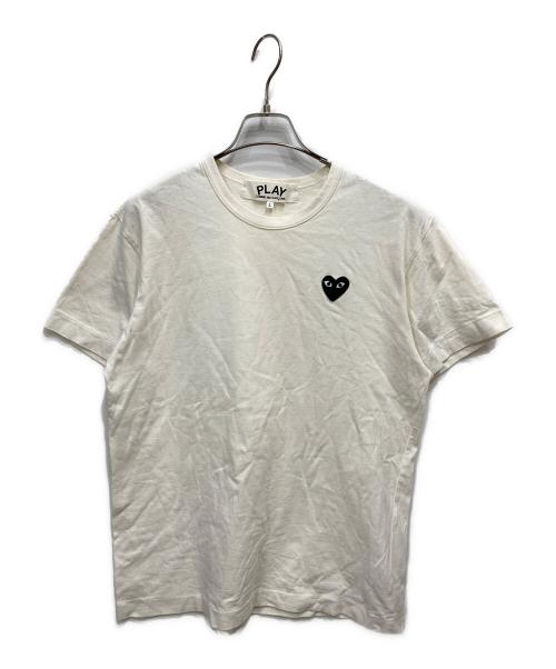 PLAY COMME des GARCONS（プレイコムデギャルソン）PLAY COMME des GARCONS (プレイコムデギャルソン) ブラックハートワッペンTシャツ ホワイト サイズ:Lの古着・服飾アイテム