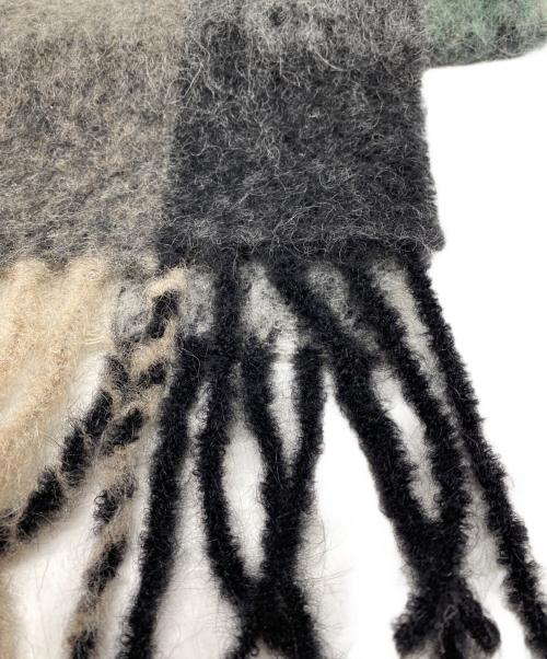 Acne studios（アクネ ストゥディオス）Acne studios (アクネ ストゥディオス) 大判モヘアチェックマフラー グレー×グリーン サイズ:250×28ｃｍの古着・服飾アイテム