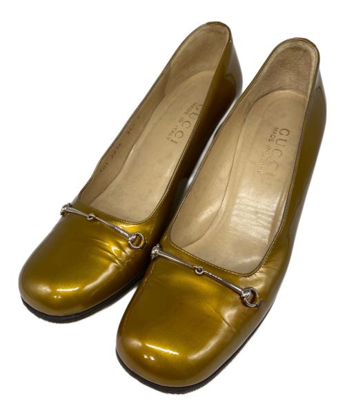 GUCCI（グッチ）GUCCI (グッチ) エナメルパンプス ゴールド サイズ:36 1/2の古着・服飾アイテム