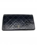 CHANELシャネル）の古着「ラムスキンキルティングウォレット」｜ブラック