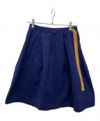 MIU MIUミュウミュウ）の古着「ベルテッドデザインスカート」｜ネイビー