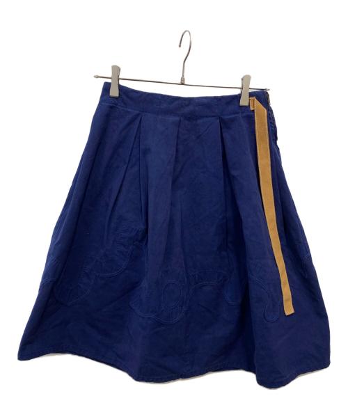 MIU MIU（ミュウミュウ）MIU MIU (ミュウミュウ) ベルテッドデザインスカート ネイビー サイズ:38の古着・服飾アイテム