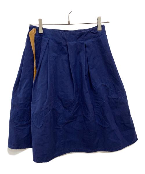 MIU MIU（ミュウミュウ）MIU MIU (ミュウミュウ) ベルテッドデザインスカート ネイビー サイズ:38の古着・服飾アイテム