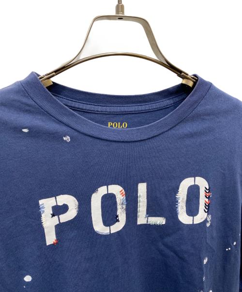 POLO RALPH LAUREN（ポロ・ラルフローレン）POLO RALPH LAUREN (ポロ・ラルフローレン) ペイントロゴプリントTシャツ ブルー サイズ:Ｌの古着・服飾アイテム