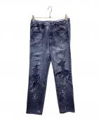 TALKING ABOUT THE ABSTRACTIONトーキング アバウト ジ アブストラクション）の古着「DENIM PRINT STARIGHT PT」｜ブルー