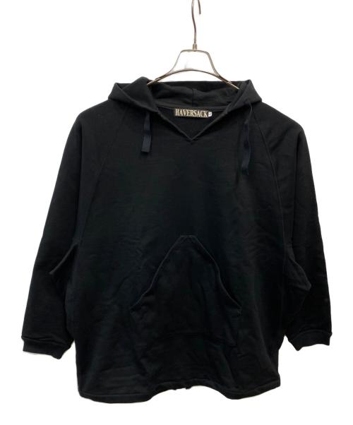 HAVERSACK（ハバーサック）HAVERSACK (ハバーサック) ハイゲージ裏毛ラグランパーカー ブラック サイズ:Ｌの古着・服飾アイテム
