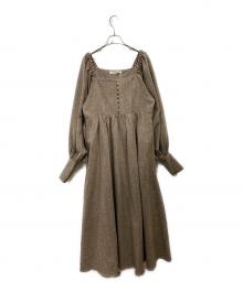 alumu,（エルム）の古着「tweed square neck one piece」｜ブラウン