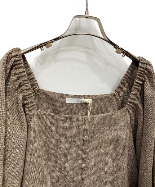 alumu,（エルム）alumu, (エルム) tweed square neck one piece ブラウン サイズ:FREEの古着・服飾アイテム