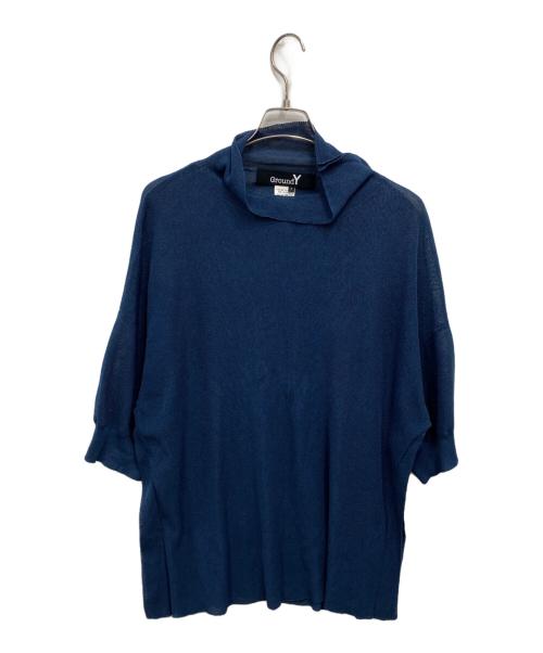 GROUND Y（グラウンドワイ）GROUND Y (グラウンドワイ) PAPER YARN SHEER HIGH NECK KNIT ネイビー サイズ:3の古着・服飾アイテム