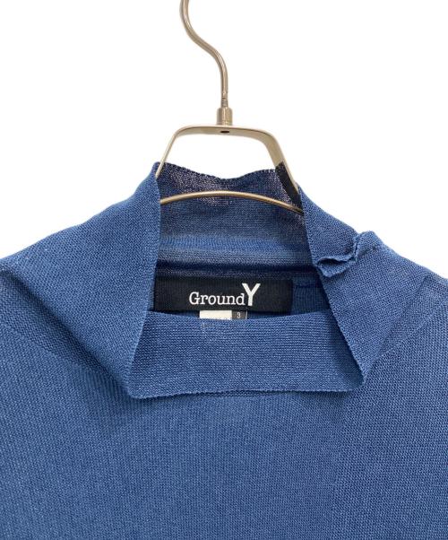 GROUND Y（グラウンドワイ）GROUND Y (グラウンドワイ) PAPER YARN SHEER HIGH NECK KNIT ネイビー サイズ:3の古着・服飾アイテム